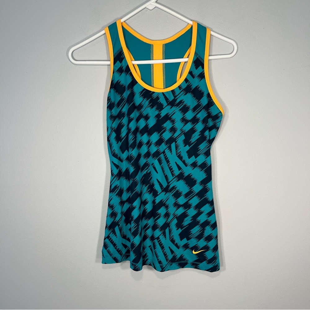 Nike Shirt Womens Small Green Blue Racerback Tank Top Running Workout Activewear